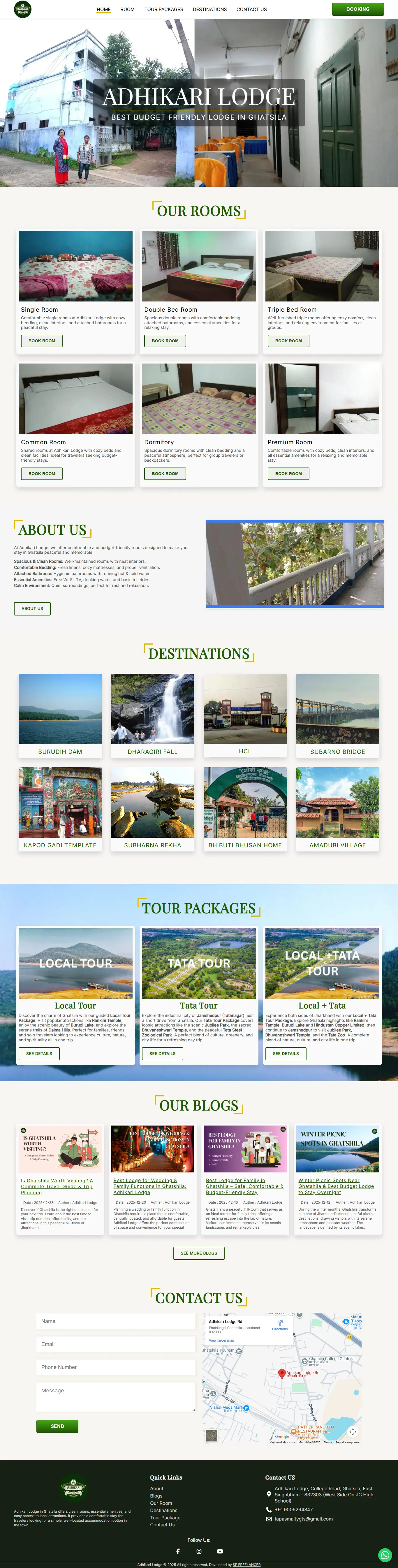 Adhikari Lodge website homepage